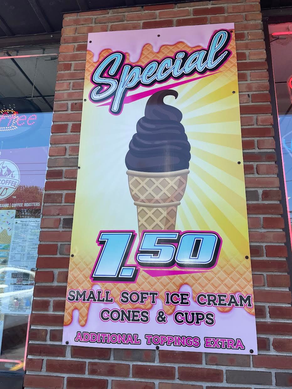 Specials include the small cup or cone for $1.50 daily, and Tuesdays are also buy-one-get-one for sundaes.